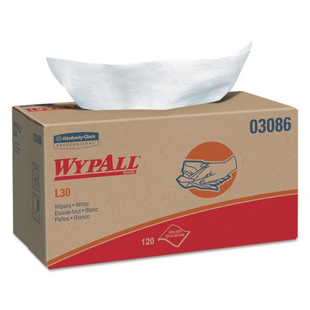 WYPALL Towels & Wipes, White, Box, Double Recrepe (DRC), 120 Wipes, Unscented, 1200 PK KCC 03086